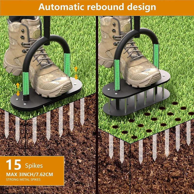 🌱 Manual Lawn Core Aerator – Spring Ejection & Adjustable Handle