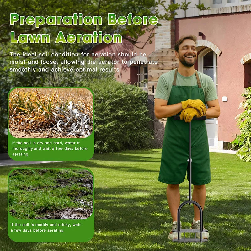 🌱 Manual Lawn Core Aerator – Spring Ejection & Adjustable Handle