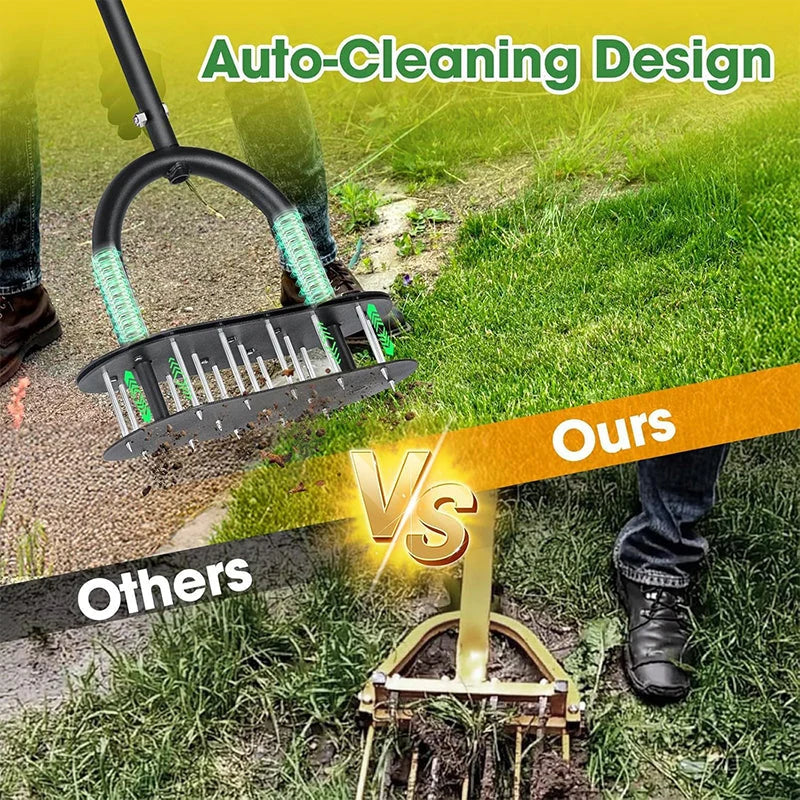 🌱 Manual Lawn Core Aerator – Spring Ejection & Adjustable Handle
