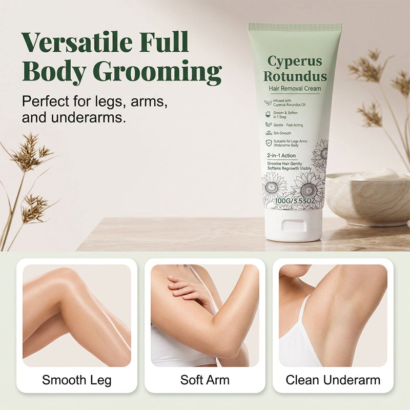 ⏳Limited-time 50% off Cyperus Hair Removal Cream🌿 Gentle Full Body Depilatory Cream
