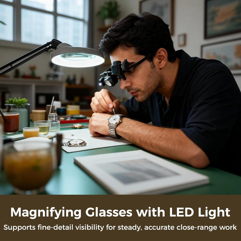 📢📢50% OFF !! 🔍LED Magnifying Glasses With Interchangeable Lenses and Adjustable Lights ✨