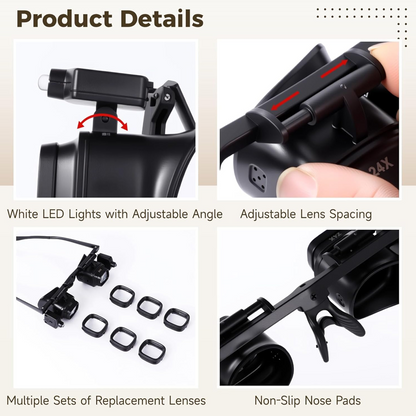 📢📢50% OFF !! 🔍LED Magnifying Glasses With Interchangeable Lenses and Adjustable Lights ✨
