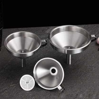 🔥 50% OFF 304 Stainless Steel Filter Funnel – Removable Fine Mesh Strainer