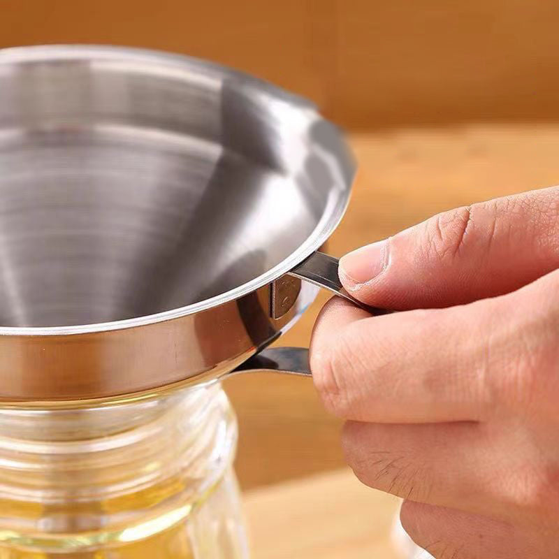 🔥 50% OFF 304 Stainless Steel Filter Funnel – Removable Fine Mesh Strainer