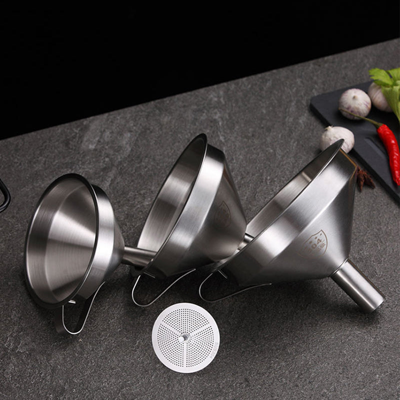 🔥 50% OFF 304 Stainless Steel Filter Funnel – Removable Fine Mesh Strainer