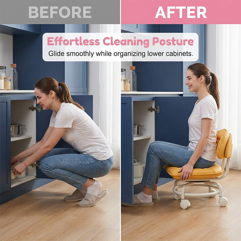 🪑 49% OFF NOW! ⏰ Rolling Low Stool with Backrest – Padded seat & silent casters – Perfect for workshops, garages or studios – comfortable and mobile 🛠️✨