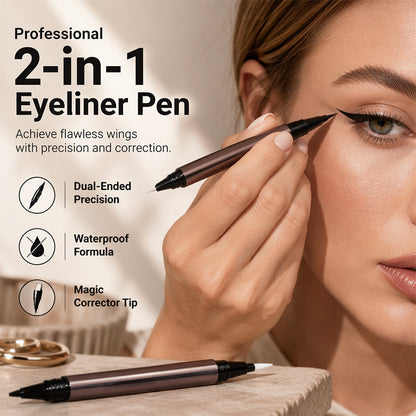 🔥 49% OFF 2-in-1 Eyeliner Pen ✨ Precision Corrector Tip