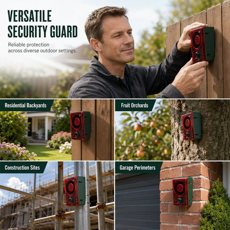 🚨 Solar Security Motion Sensor Alarm - Custom Voice & Strobe Light ☀️