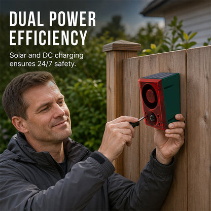 🚨 Solar Security Motion Sensor Alarm - Custom Voice & Strobe Light ☀️
