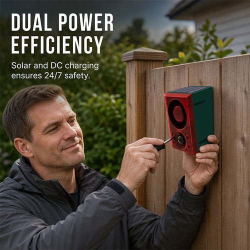 🚨 Solar Security Motion Sensor Alarm - Custom Voice & Strobe Light ☀️