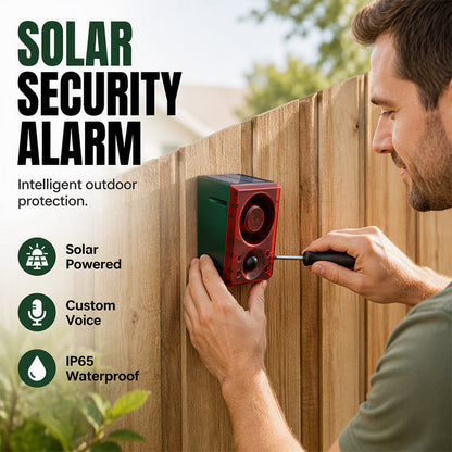 🚨 Solar Security Motion Sensor Alarm - Custom Voice & Strobe Light ☀️