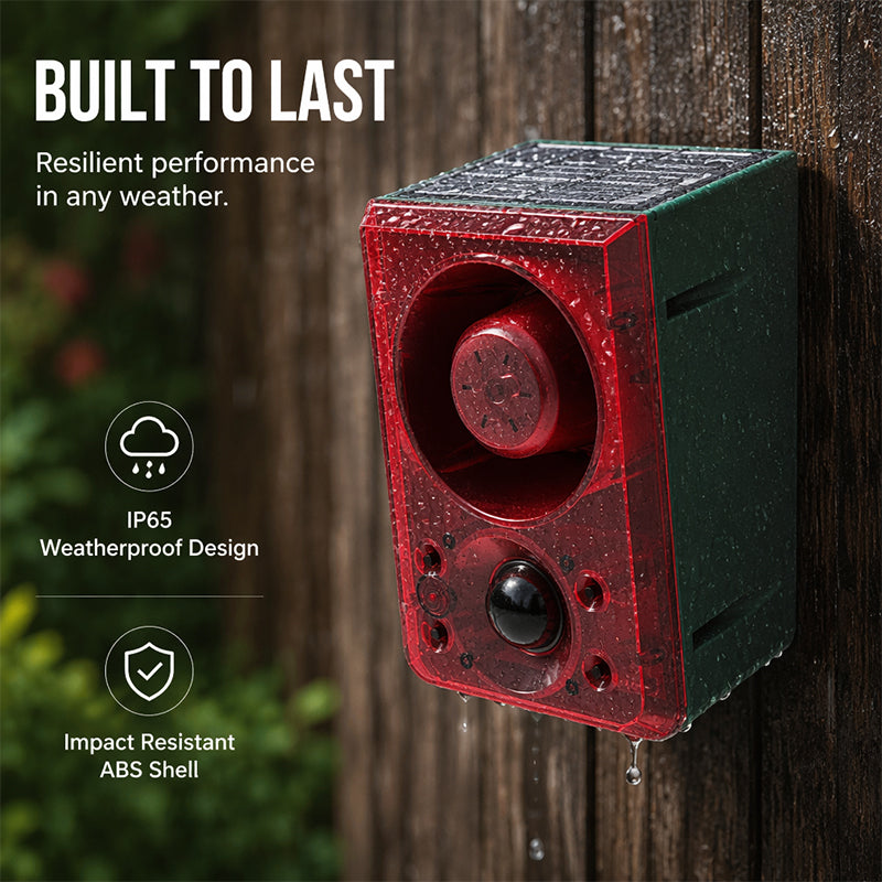 🚨 Solar Security Motion Sensor Alarm - Custom Voice & Strobe Light ☀️