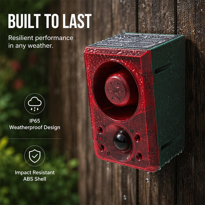🚨 Solar Security Motion Sensor Alarm - Custom Voice & Strobe Light ☀️
