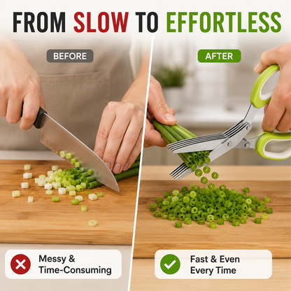 🔥 50% OFF Must-Have Kitchen Gadget ✂️ 5-Blade Herb Cutter For Faster Cooking