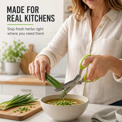 🔥 50% OFF Must-Have Kitchen Gadget ✂️ 5-Blade Herb Cutter For Faster Cooking