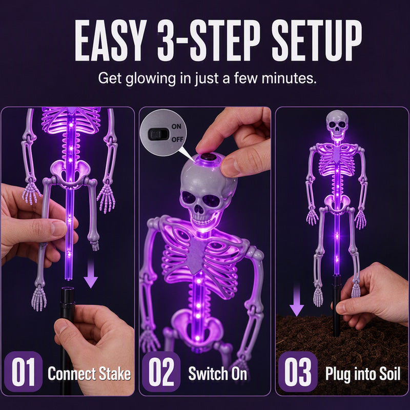 ⏳Time-Limited Special⏰Solar Skull Garden Lights with Eerie Color-Changing Glow 👻Ideal For Haunted Yard, Porch & Walkway! 🪦💡