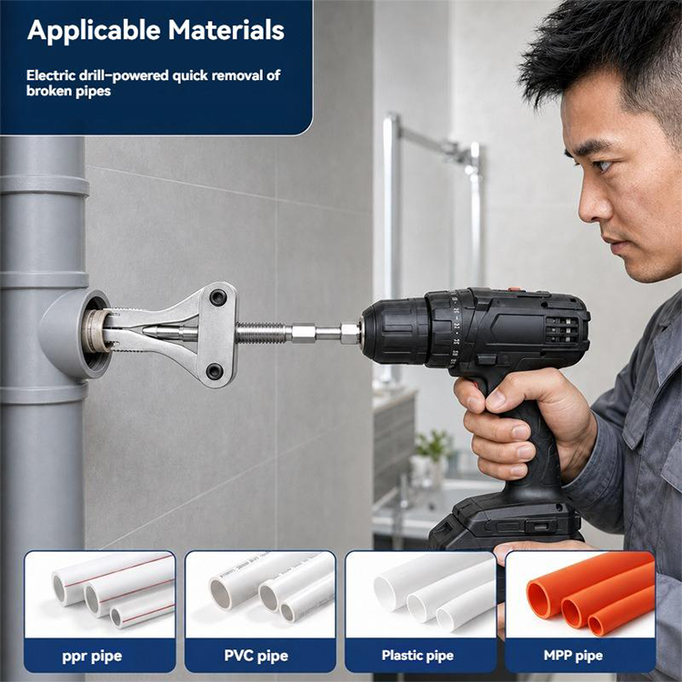 🔩  Broken Pipe Extractor Tool – Fits 1/2", 3/4", 1" pipes Adjustable Drill Attachment  🔥💪