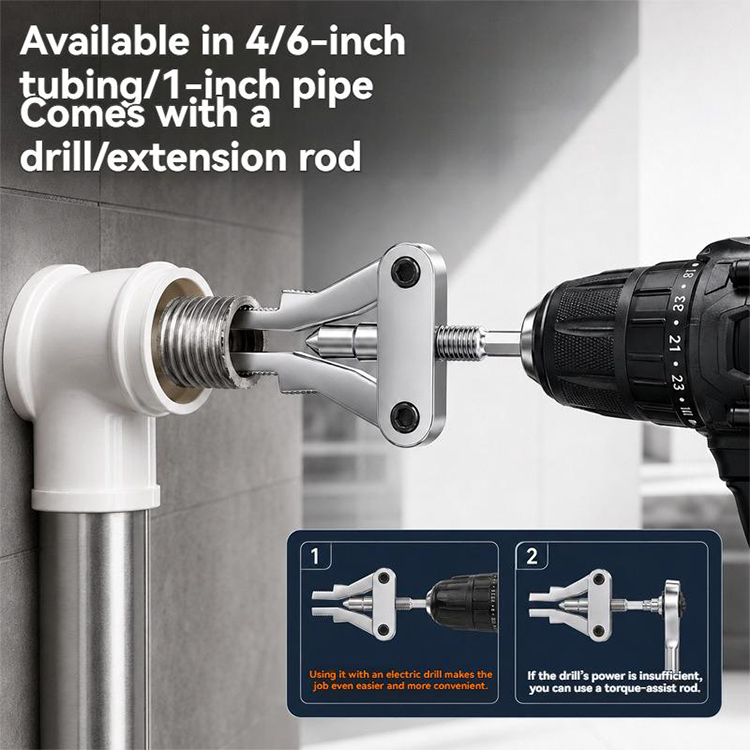 🔩  Broken Pipe Extractor Tool – Fits 1/2", 3/4", 1" pipes Adjustable Drill Attachment  🔥💪