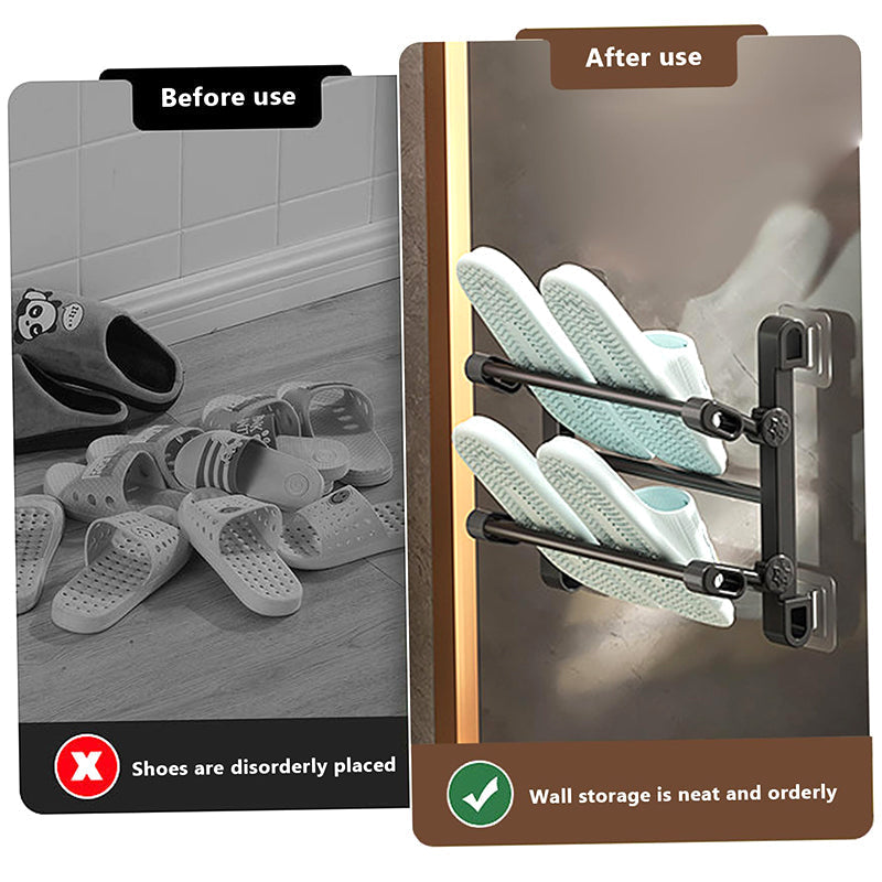 🔥 50% Off Wall-Mounted Slipper Rack – No-Drill Two-Tier Storage