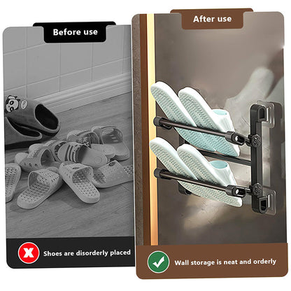 🔥 50% Off Wall-Mounted Slipper Rack – No-Drill Two-Tier Storage