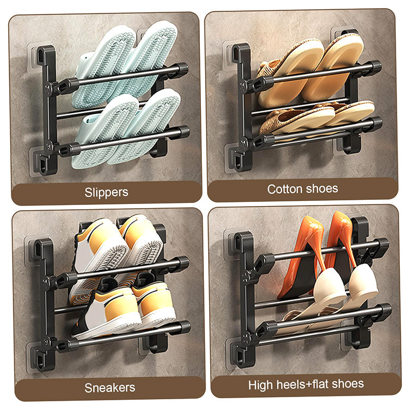🔥 50% Off Wall-Mounted Slipper Rack – No-Drill Two-Tier Storage