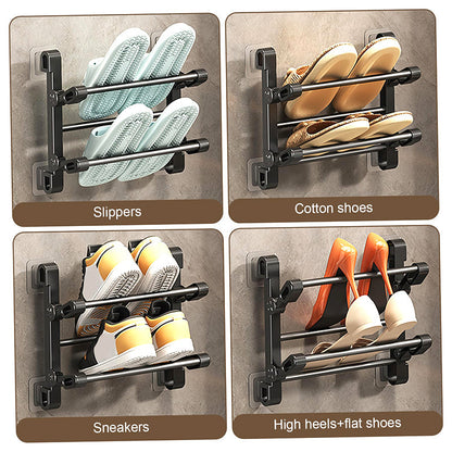 🔥 50% Off Wall-Mounted Slipper Rack – No-Drill Two-Tier Storage