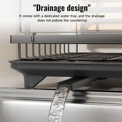 🍽️ 55% OFF 2-Tier Dish Drying Rack with Drainboard – More Space, Less Counter Clutter