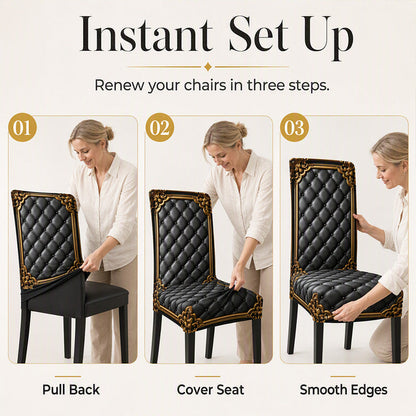 🖤 Baroque Stretch Dining Chair Cover – Elegant Washable Furniture Protector