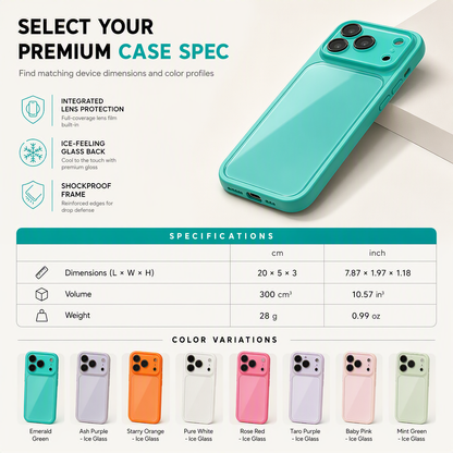 📱 50% OFF! ✨ Full Coverage Ice-Feeling Glass Phone Case – Built-In Camera Lens Protector, Thermodynamic Cooling Glass & Shockproof Bumper – Premium Protection for Phone 🧊