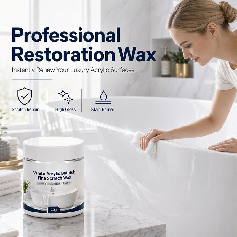 🛁 White Acrylic Bathtub & Sink Fine Scratch Repair Wax with Application Sponge (30g) ✨