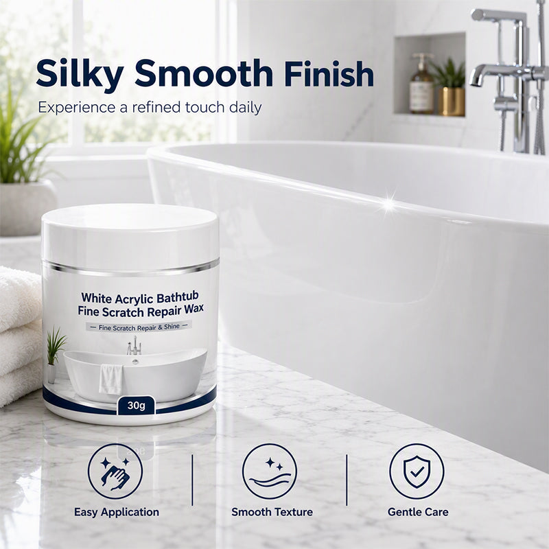 🛁 White Acrylic Bathtub & Sink Fine Scratch Repair Wax with Application Sponge (30g) ✨