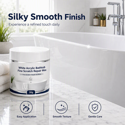 🛁 White Acrylic Bathtub & Sink Fine Scratch Repair Wax with Application Sponge (30g) ✨