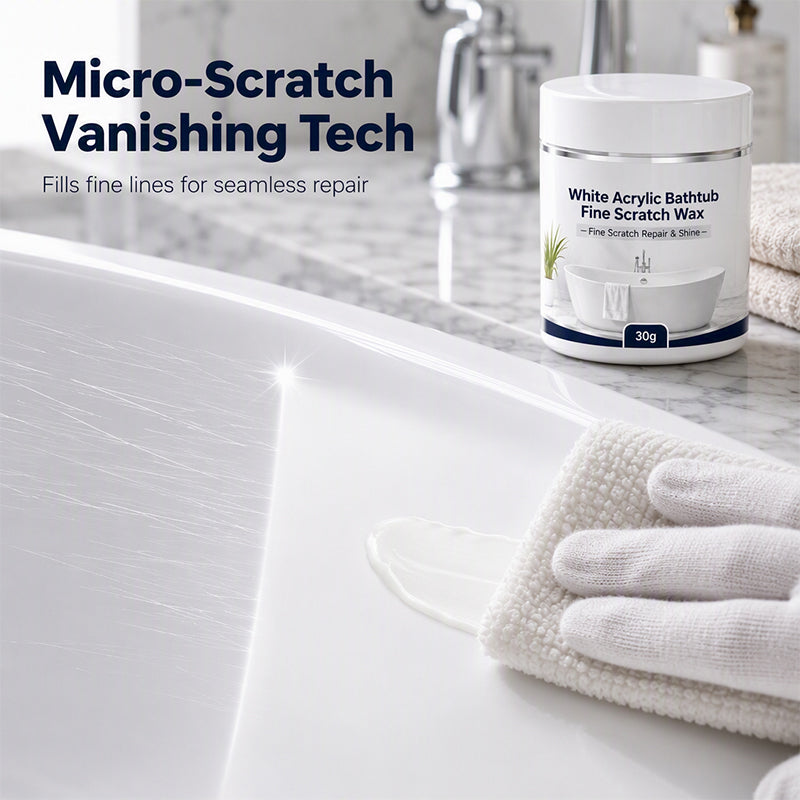 🛁 White Acrylic Bathtub & Sink Fine Scratch Repair Wax with Application Sponge (30g) ✨