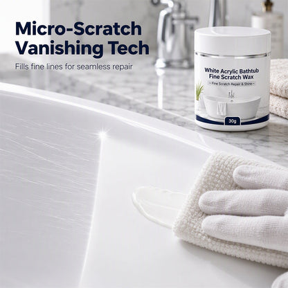 🛁 White Acrylic Bathtub & Sink Fine Scratch Repair Wax with Application Sponge (30g) ✨