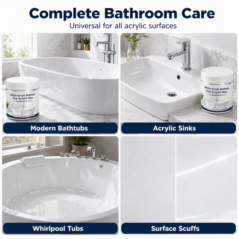 🛁 White Acrylic Bathtub & Sink Fine Scratch Repair Wax with Application Sponge (30g) ✨