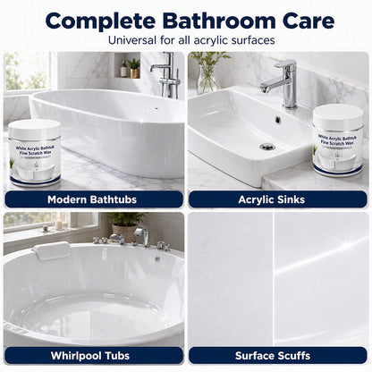 🛁 White Acrylic Bathtub & Sink Fine Scratch Repair Wax with Application Sponge (30g) ✨