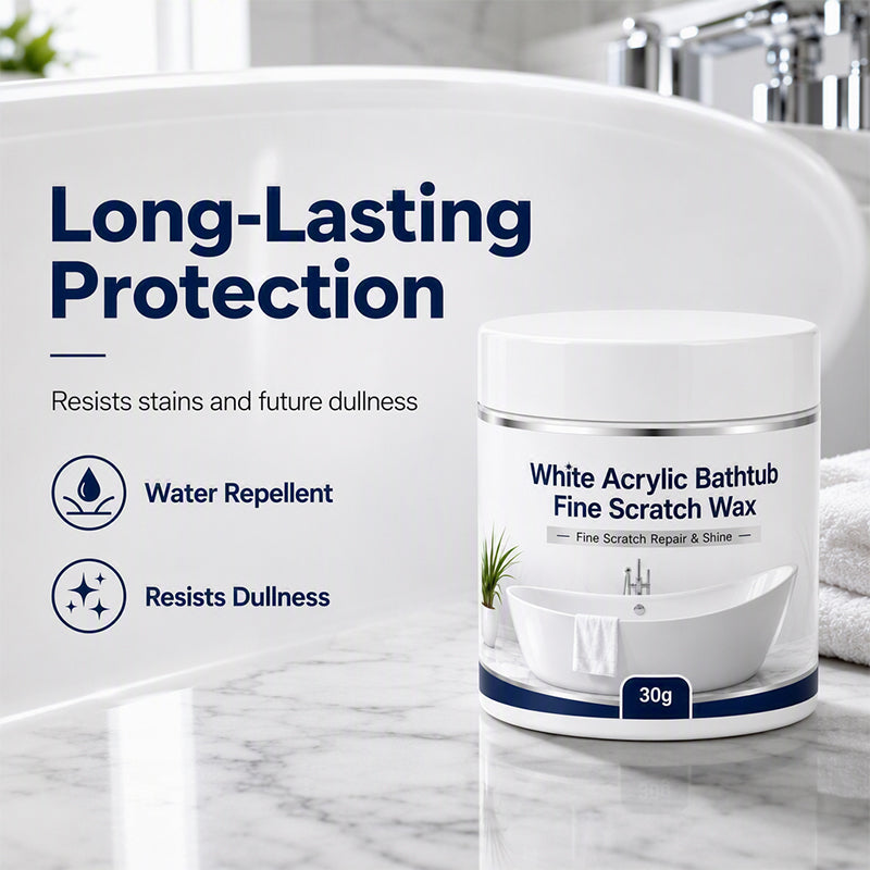 🛁 White Acrylic Bathtub & Sink Fine Scratch Repair Wax with Application Sponge (30g) ✨