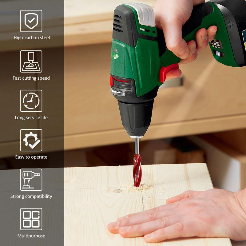 🔥 49% OFF 8-Piece Auger Drill Bit Set 🪵 High Carbon Steel Wood Drilling Bits