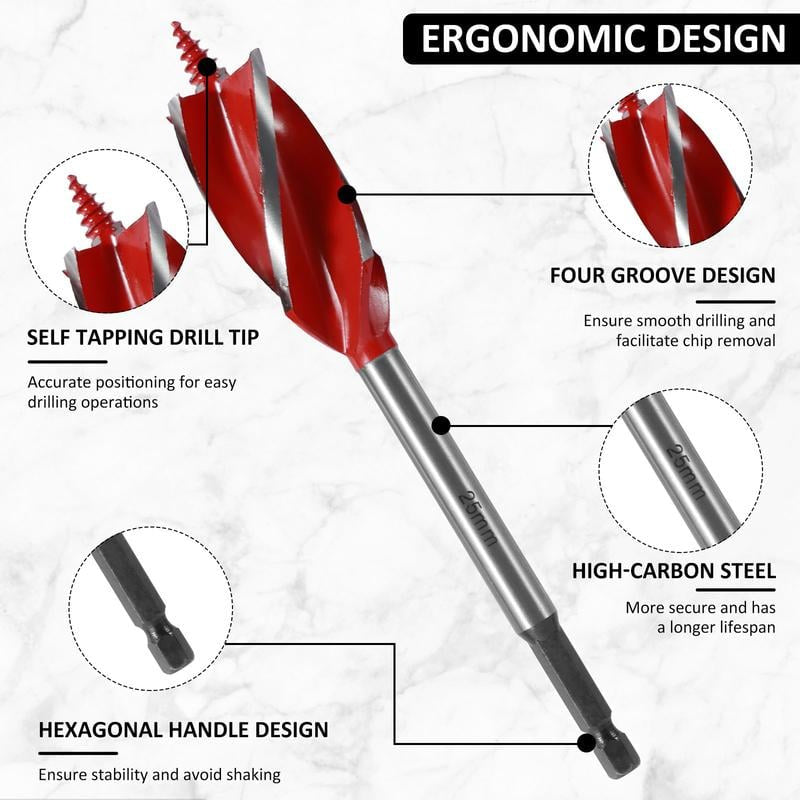 🔥 49% OFF 8-Piece Auger Drill Bit Set 🪵 High Carbon Steel Wood Drilling Bits
