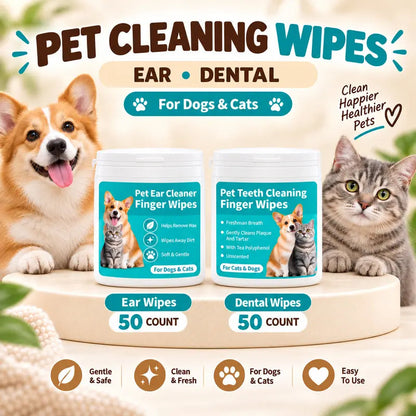 🐾 Gentle Pet Ear Cleaning Finger Wipes - Safe for Dogs & Cats (50 Wipes)