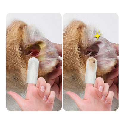 🐾 Gentle Pet Ear Cleaning Finger Wipes - Safe for Dogs & Cats (50 Wipes)