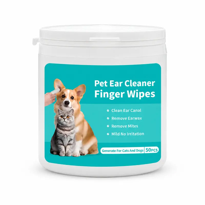 🐾 Gentle Pet Ear Cleaning Finger Wipes - Safe for Dogs & Cats (50 Wipes)