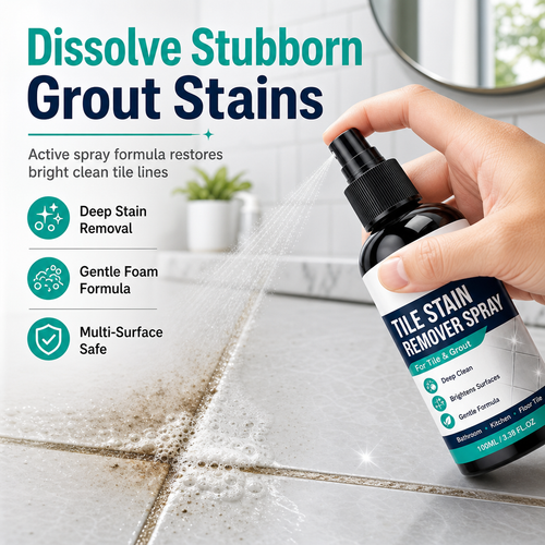 ✨ Deep Grout Stain & Mold Remover Spray - Fast Tile Cleaning Formula