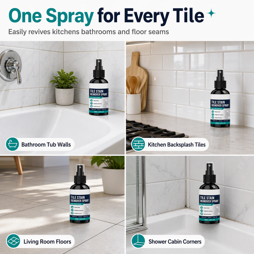 ✨ Deep Grout Stain & Mold Remover Spray - Fast Tile Cleaning Formula