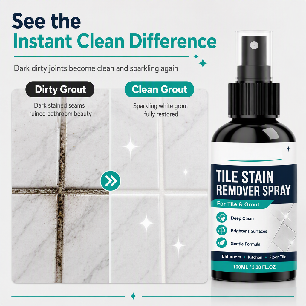 ✨ Deep Grout Stain & Mold Remover Spray - Fast Tile Cleaning Formula