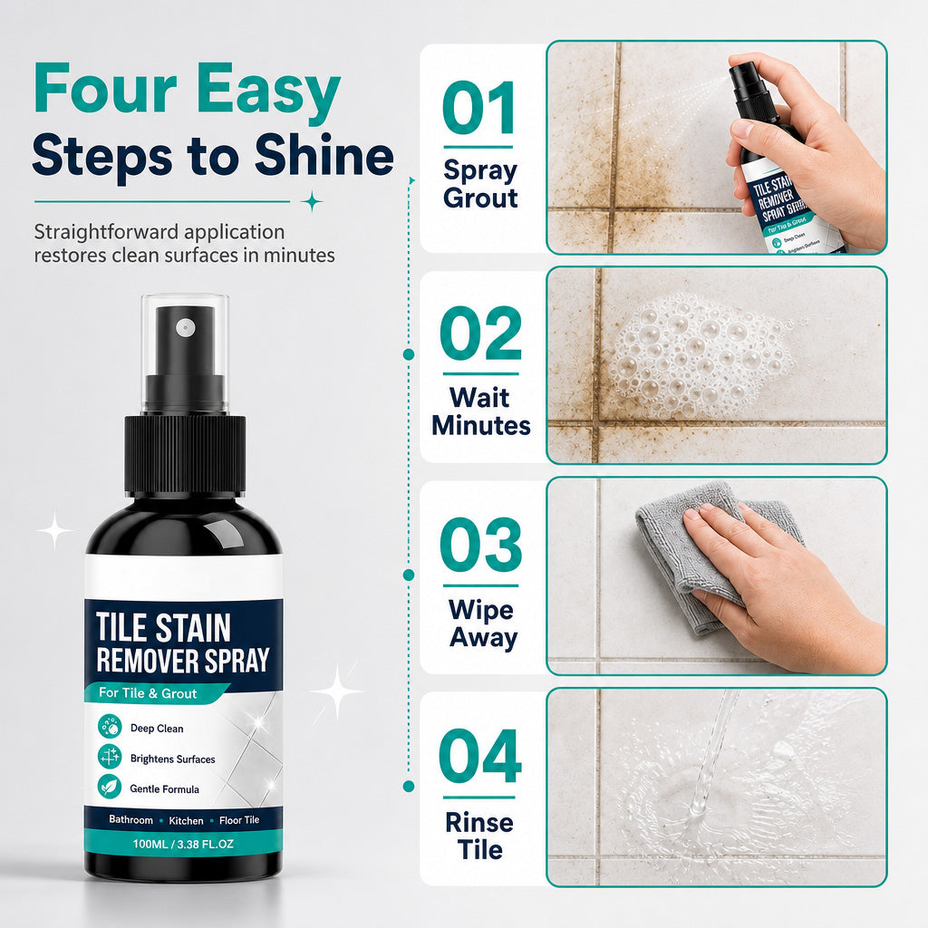 ✨ Deep Grout Stain & Mold Remover Spray - Fast Tile Cleaning Formula