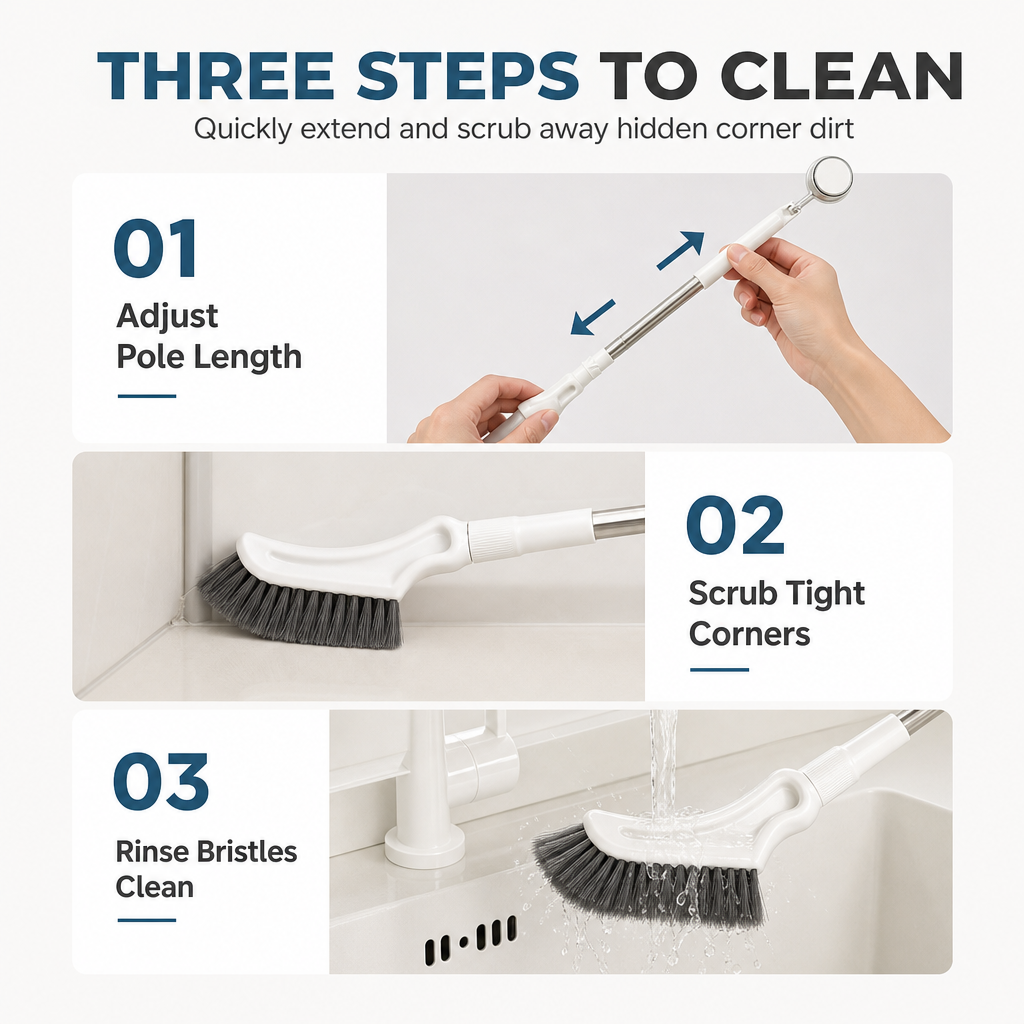 ✨ FINAL SALE 50% OFF Telescopic Cleaning Brush – From 15.2" to 45.3" for Floors & High Corners