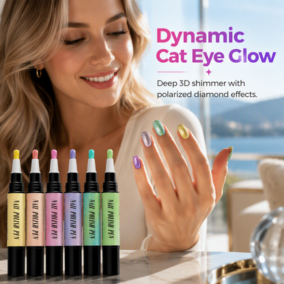 🎅LAST DAY HOT SALES - 50% OFF🌟😍Glitter Cat Eye Nail Polish Pen 6-Piece Set