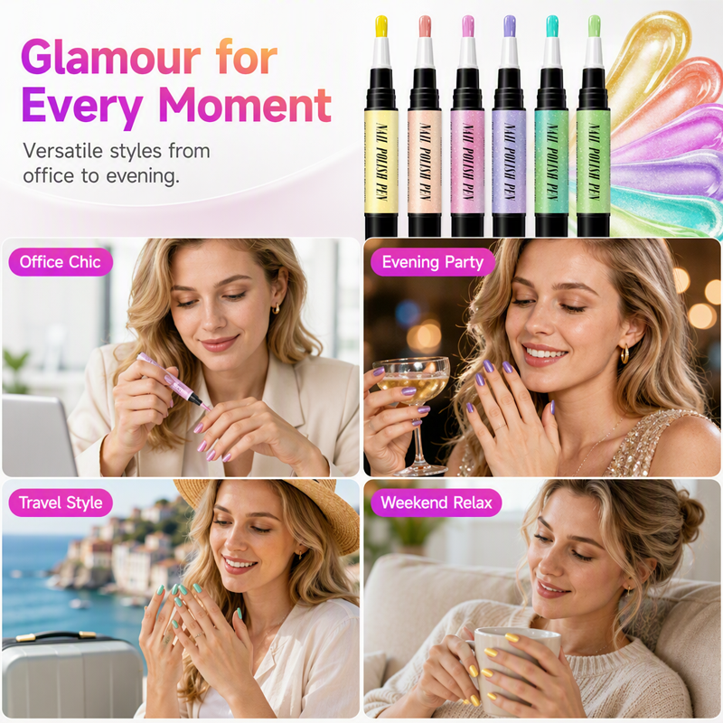 🎅LAST DAY HOT SALES - 50% OFF🌟😍Glitter Cat Eye Nail Polish Pen 6-Piece Set
