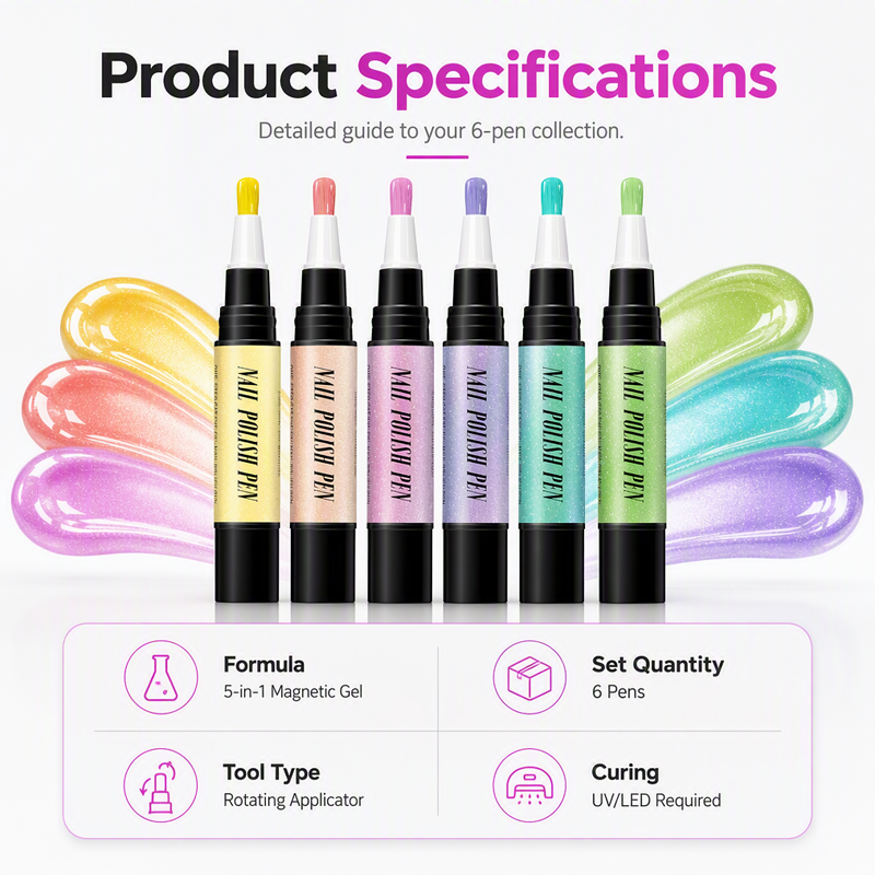 🎅LAST DAY HOT SALES - 50% OFF🌟😍Glitter Cat Eye Nail Polish Pen 6-Piece Set